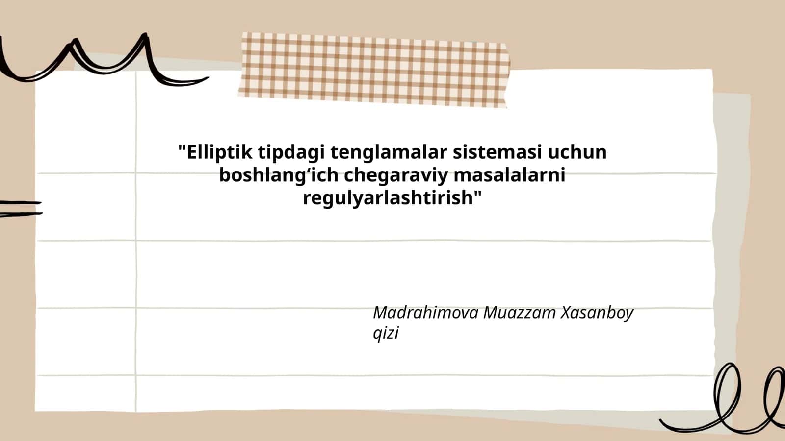Elliptik tipdagi tenglamalar sistemasi uchun boshlangʻich chegaraviy masalalarni regulyarlashtirish