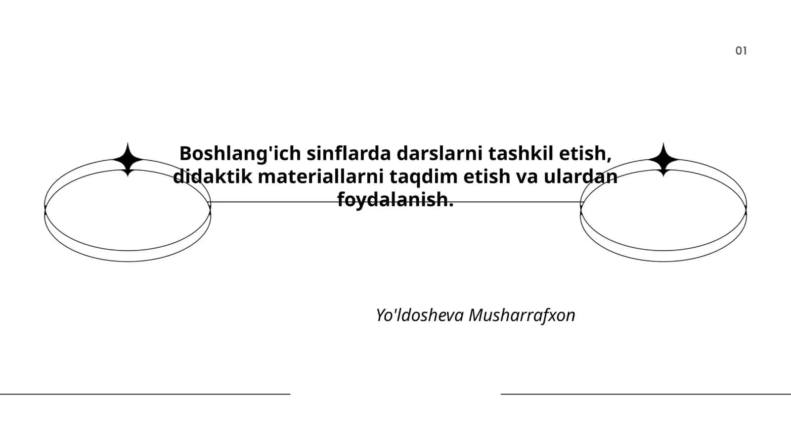 Boshlang'ich sinflarda darslarni tashkil etish, didaktik materiallarni taqdim etish va ulardan foydalanish