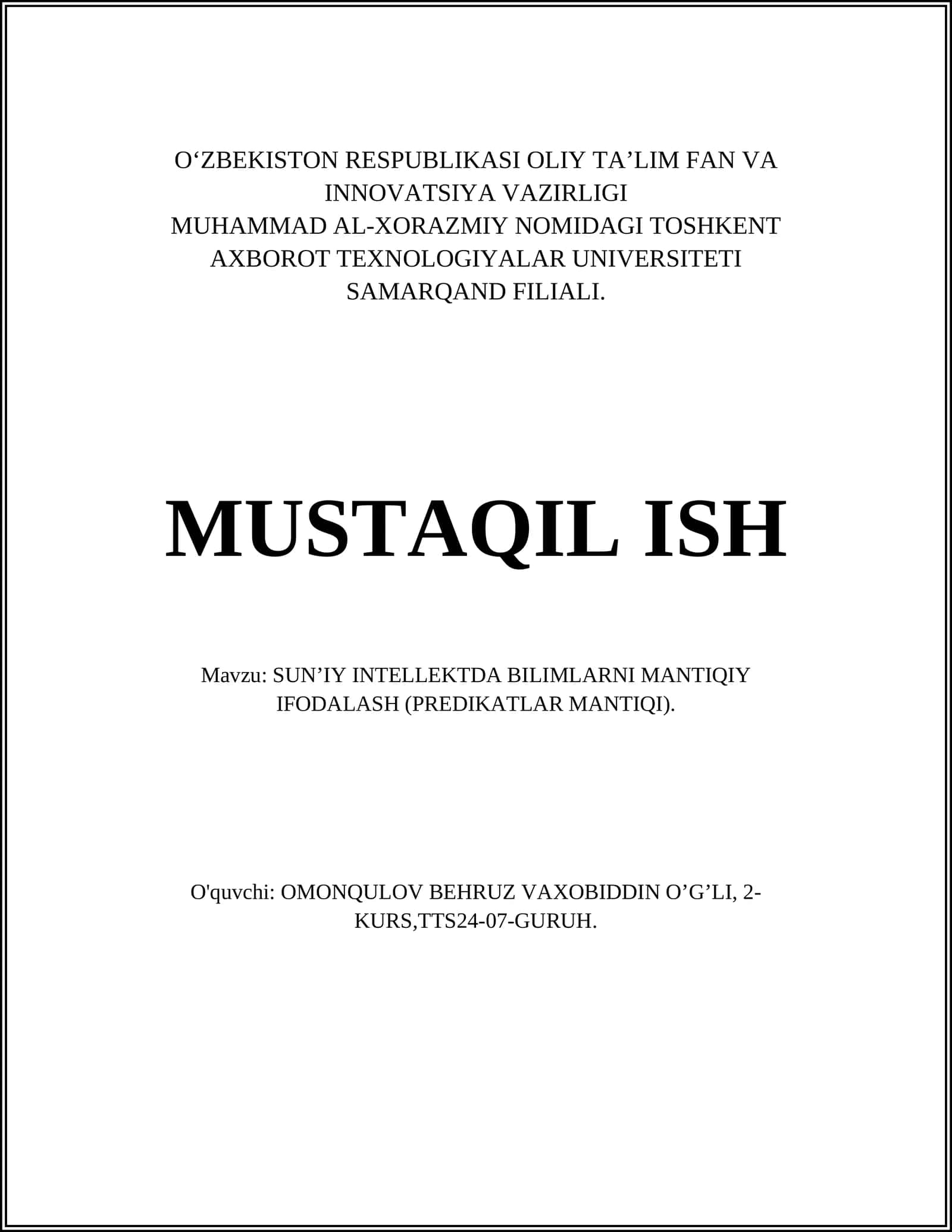 Predikatlar mantiqi