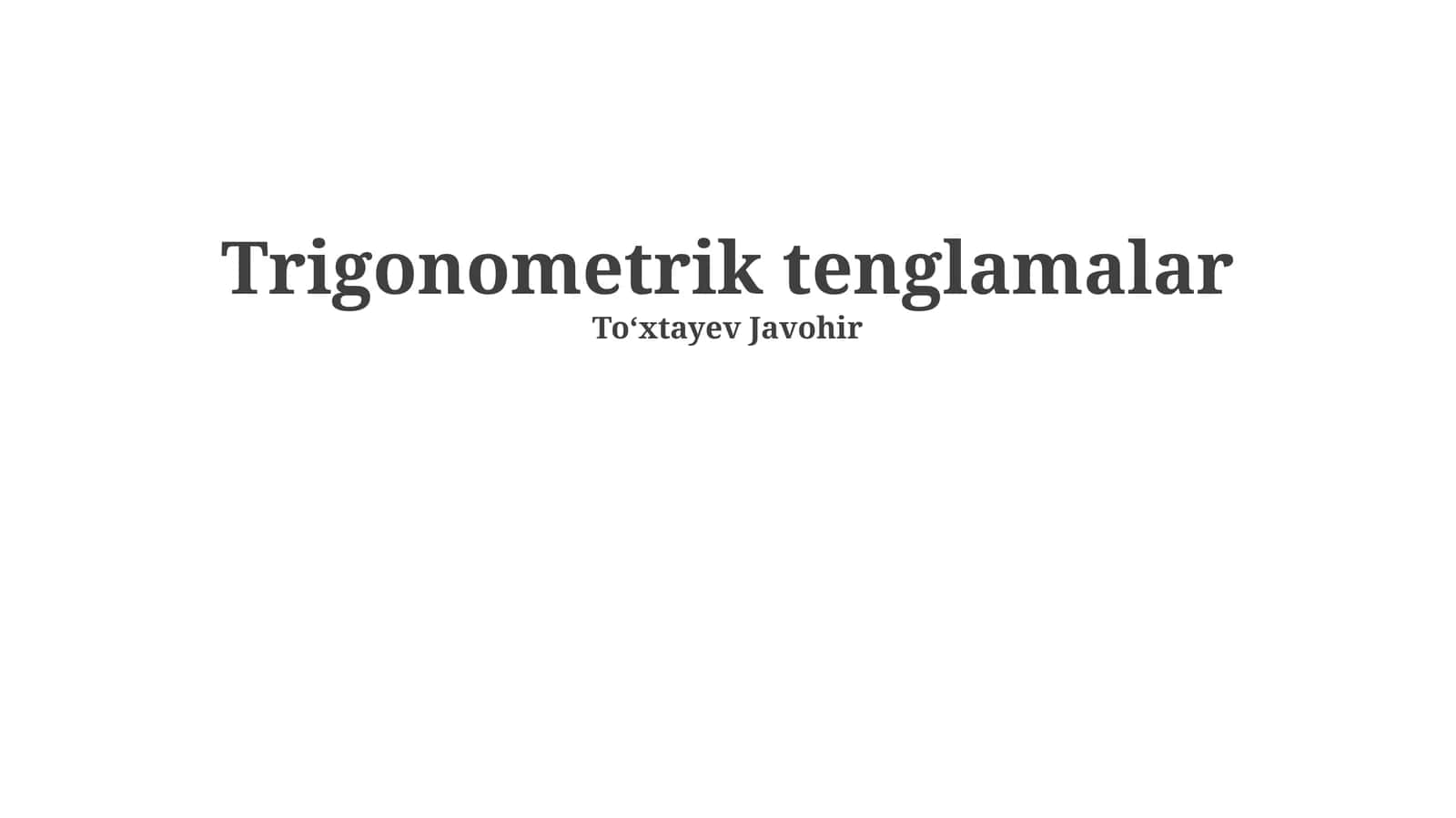 Trigonometrik tenglamalar
