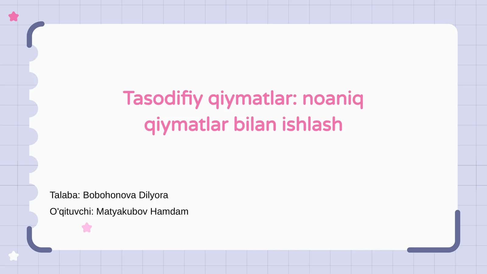 Tasodifiy qiymatlar: noaniq qiymatlar bilan ishlash