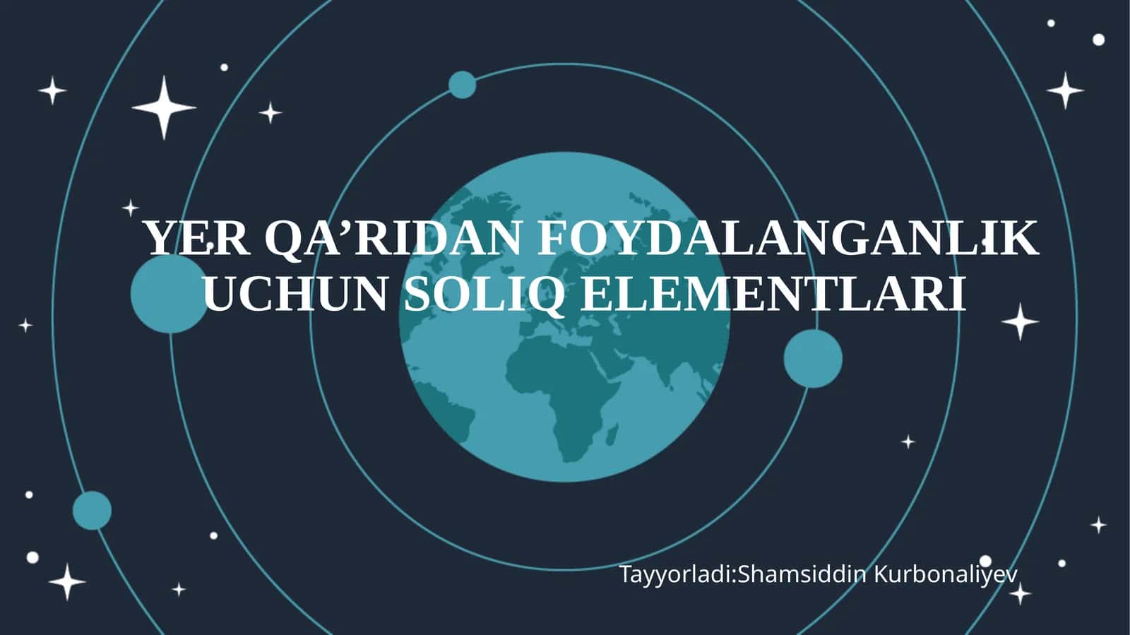 YER QA’RIDAN FOYDALANGANLIK UCHUN SOLIQ ELEMENTLARI