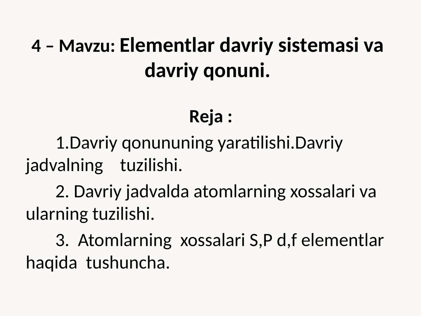 Elеmеntlardavriysistеmasivadavriyqonuni