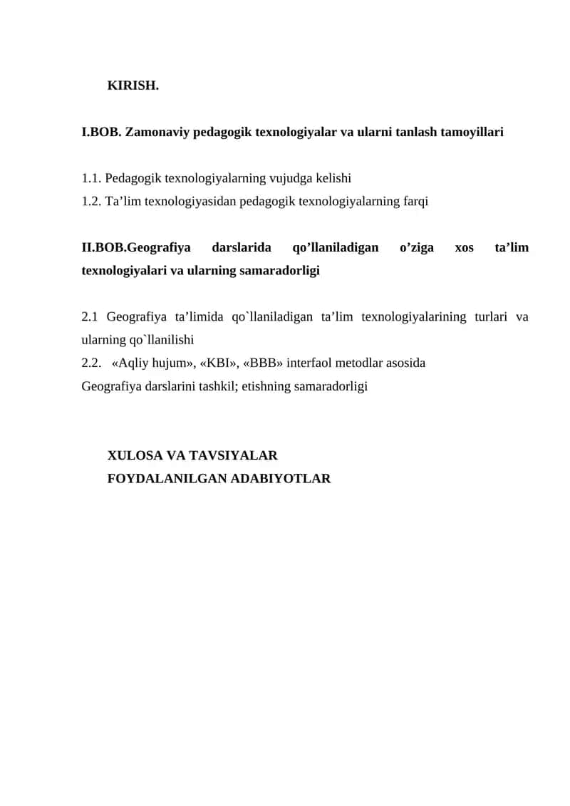 Zamonaviy pedagogik texnologiyalar va ularni tanlash tamoyillari