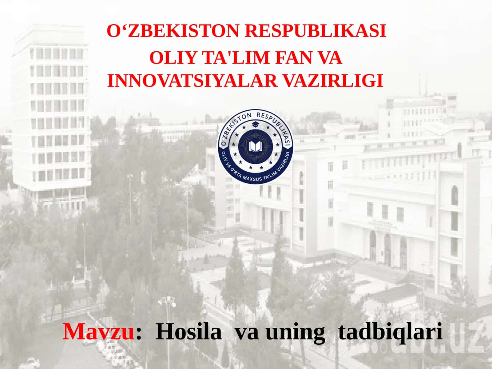 Hosilava uning tadbiqlari