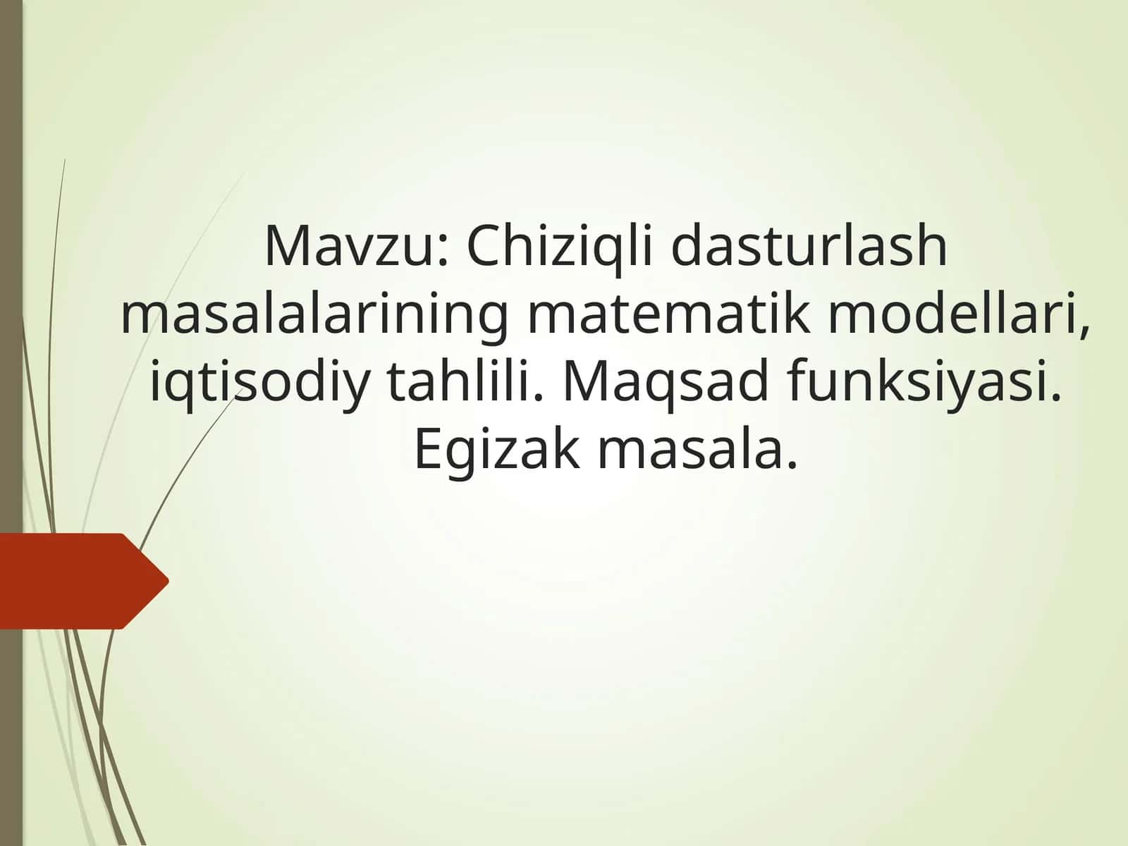 Chiziqli Dasturlash Masalalarining Matematik Modellari