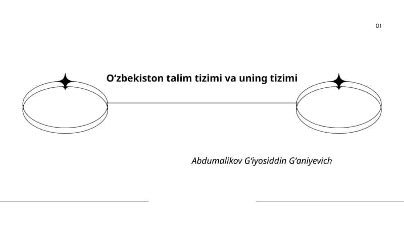 Oʻzbekiston talim tizimi va uning tizimi Abdumalikov Gʻiyosiddin Gʻaniyevich