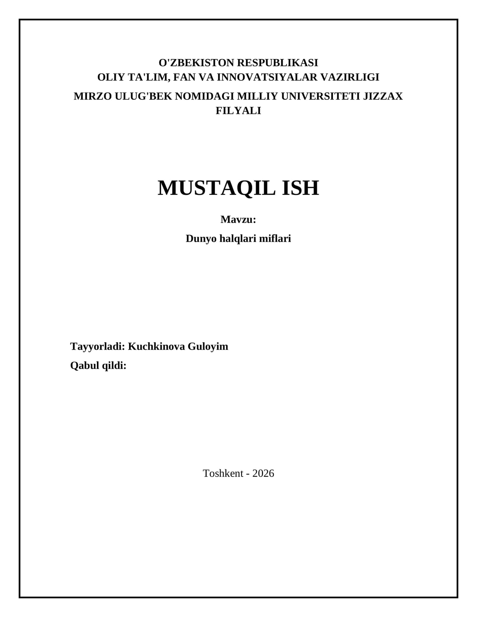 Dunyo halqlari miflari