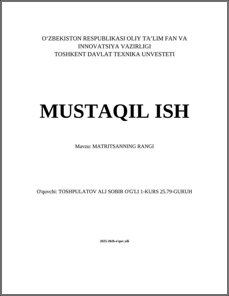 MATRITSANNING RANGI