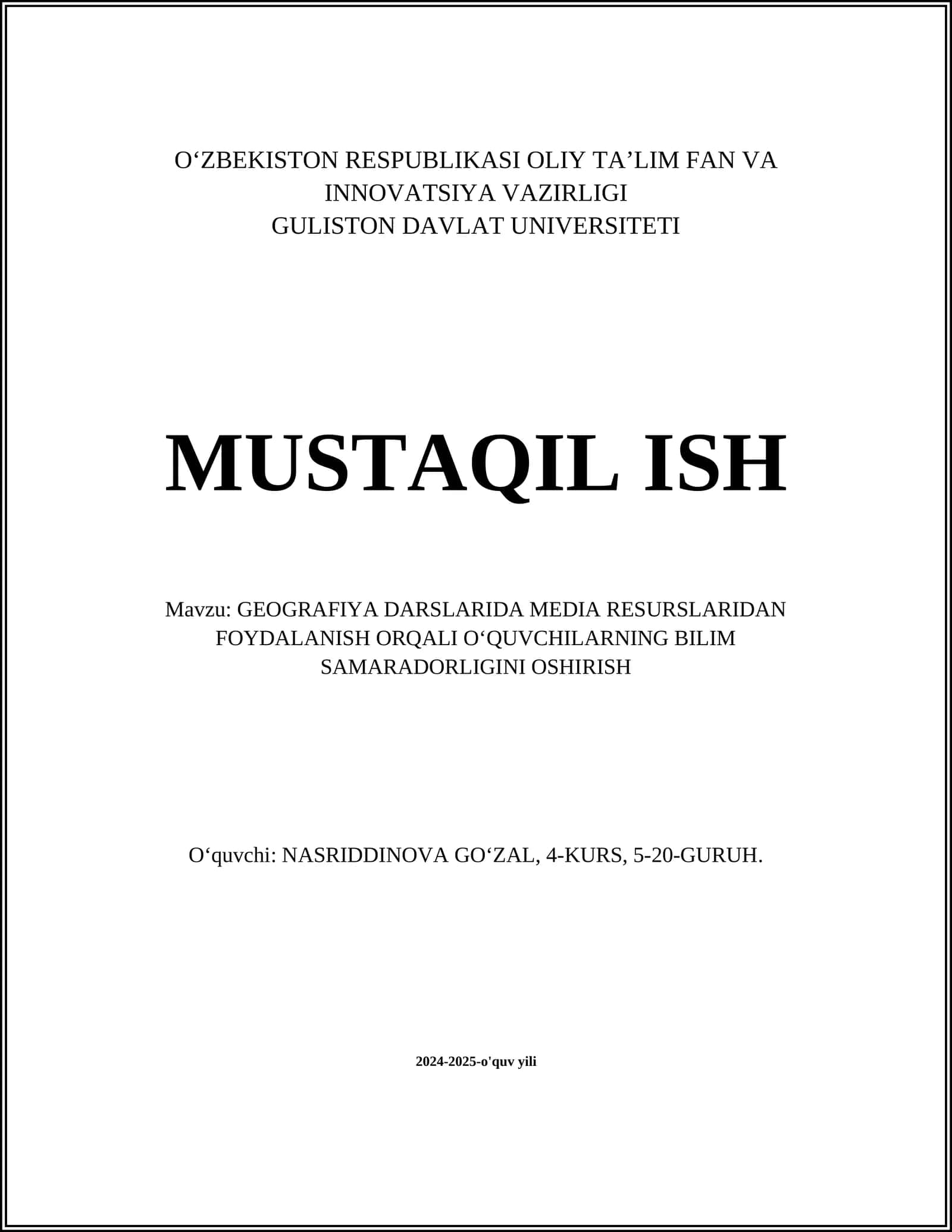 Geografiya darslarida media resurslaridan foydalanish