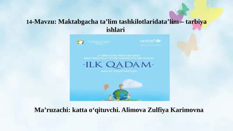 Maktabgacha ta’lim tashkilotlaridata’lim – tarbiya ishlari