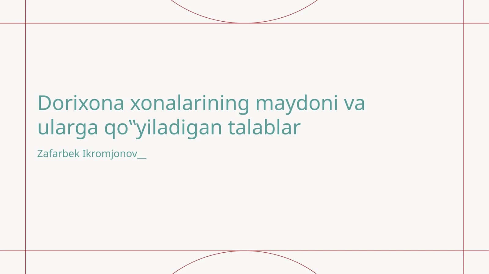 Dorixona xonalarining maydoni va ularga qo‟yiladigan talablar