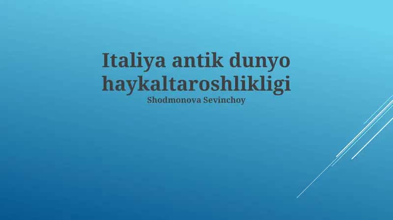 Italiya antik dunyo haykaltaroshlikligi