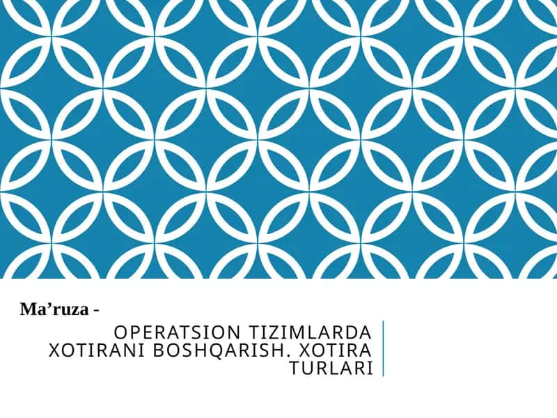 OPERATSION TIZIMLARDA XOTIRANI BOSHQARISH. XOTIRA TURLARI