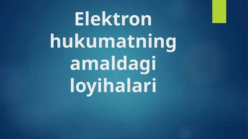 Elektron hukumatning amaldagi loyihalari