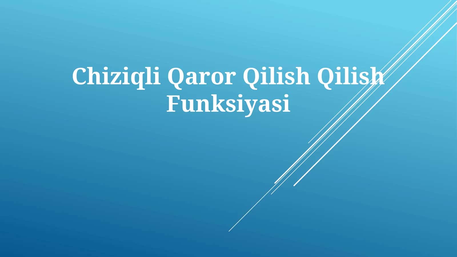 Chiziqli Qaror Qilish Qilish Funksiyasi