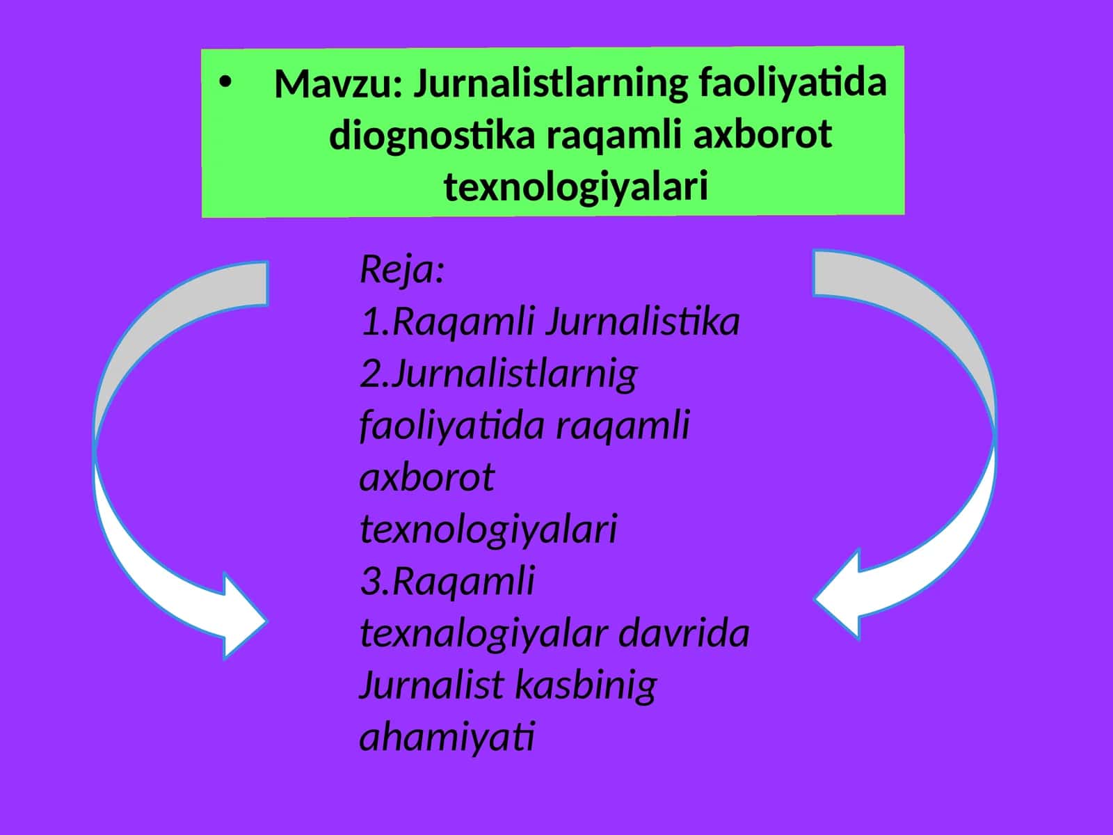 Jurnalistlarning faoliyatida diognostika raqamli axborot texnologiyalari