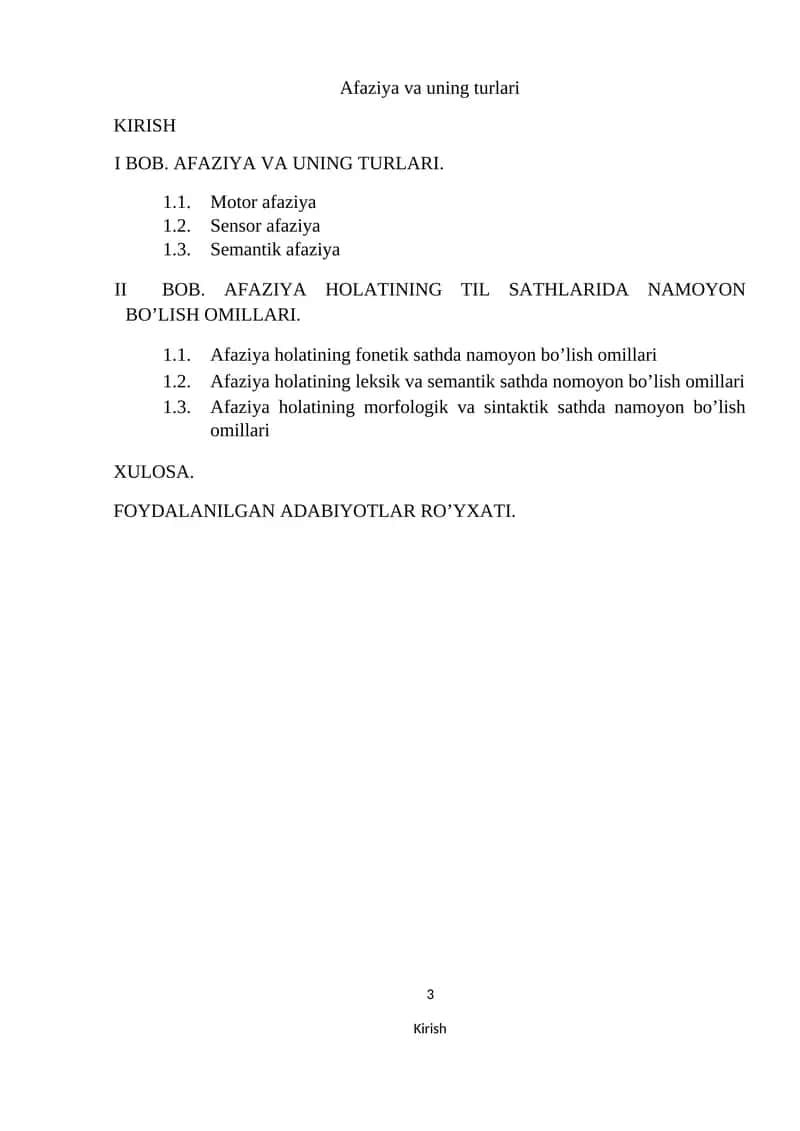 Afaziya va uning turlari