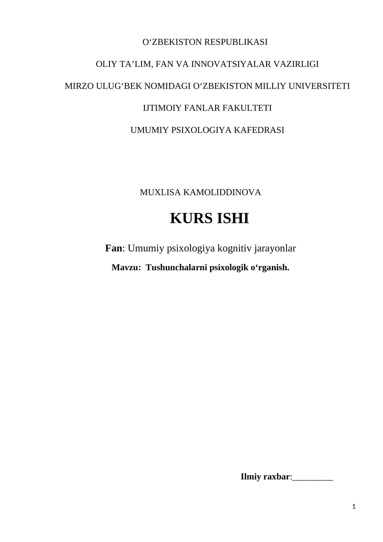 Tushunchalarni psixologik o‘rganish
