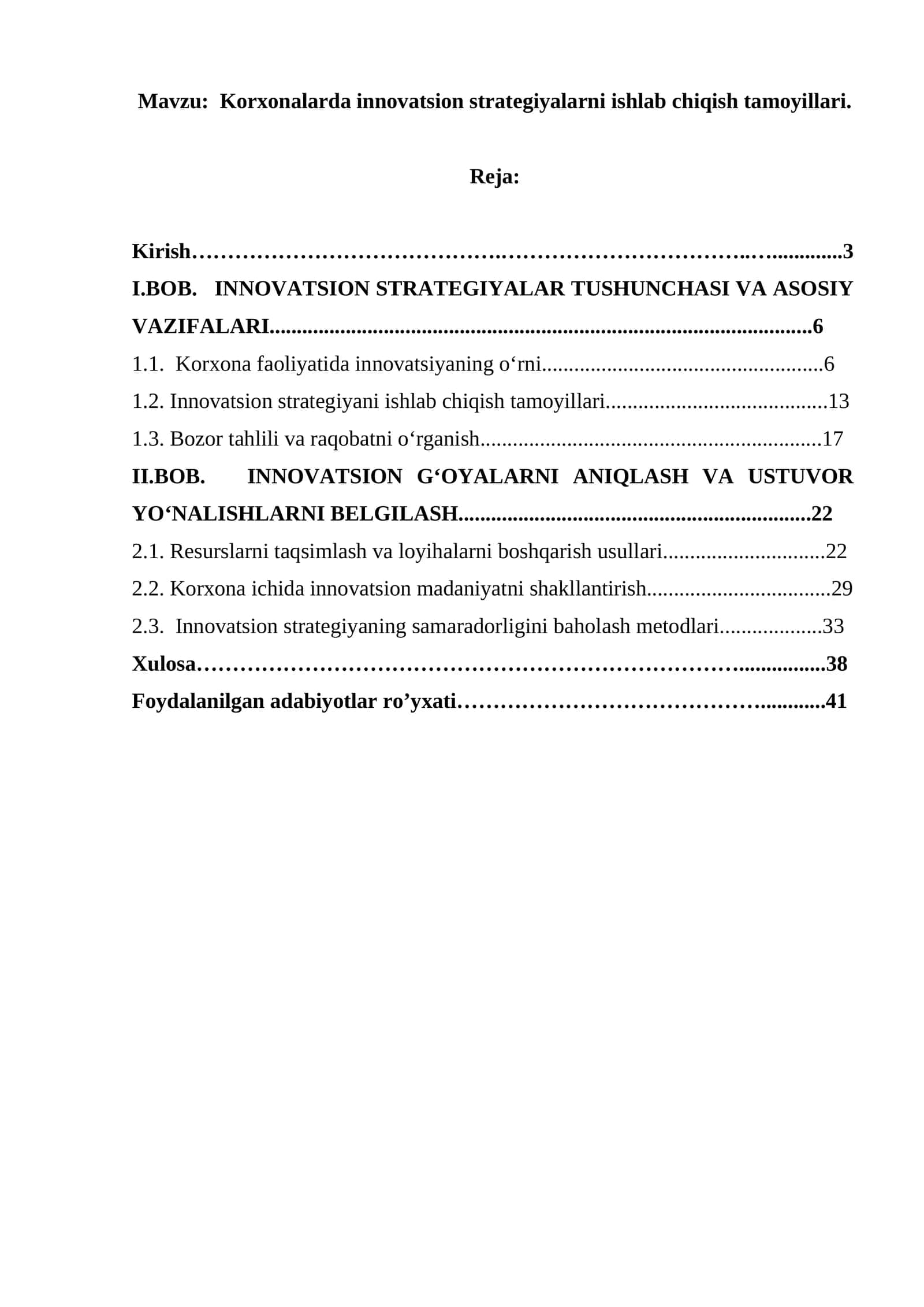 Korxonalarda innovatsion strategiyalarni ishlab chiqish tamoyillari