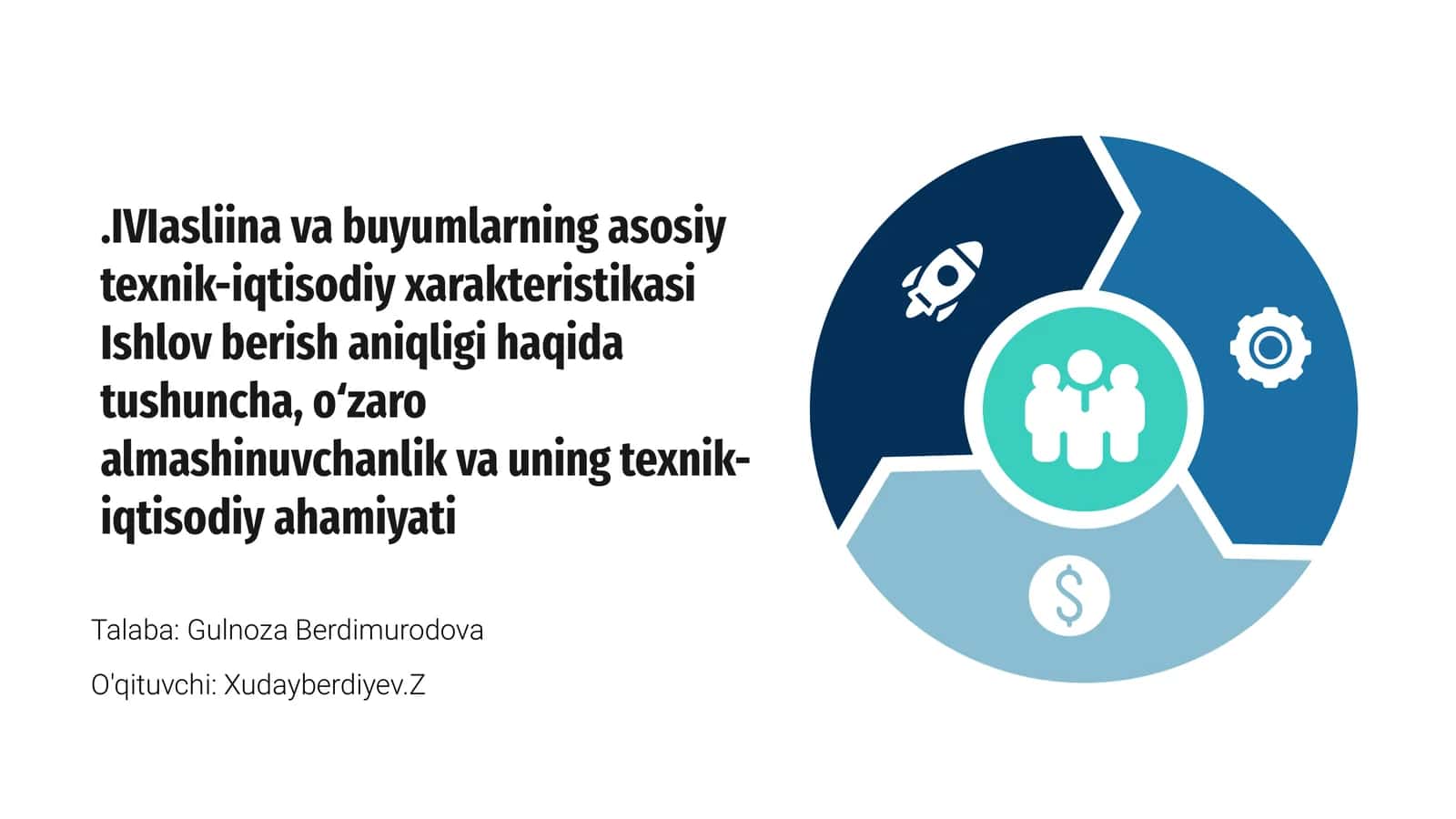 IVIasliina va buyumlarning asosiy texnik-iqtisodiy xarakteristikasi