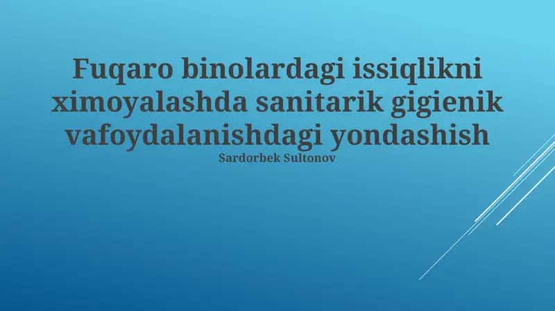 Issiqlik izolyatsion materiallarning sanitariya-gigiena talablari