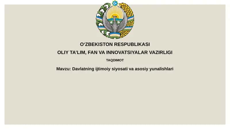 Davlatning ijtimoiy siyosati