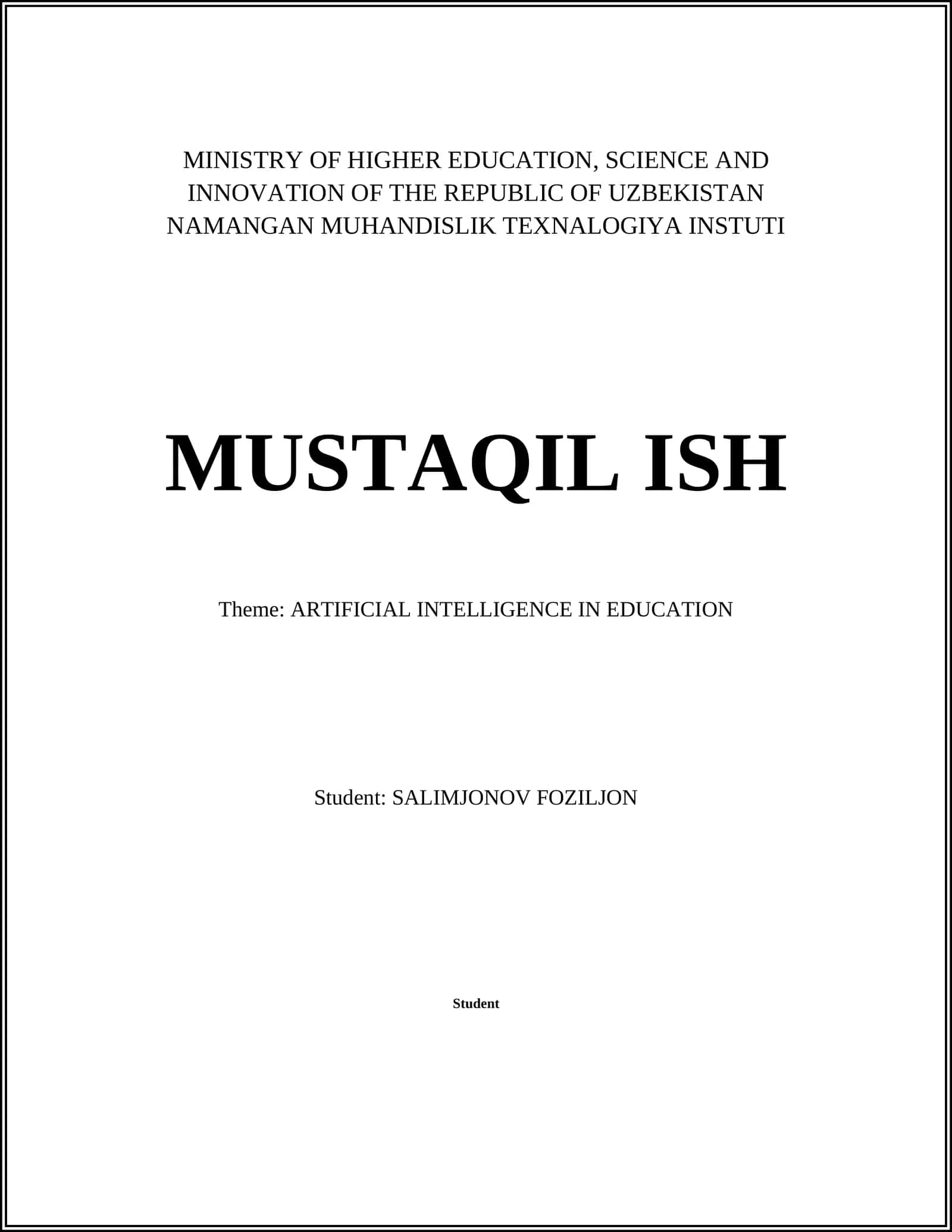 Artificial Intelligence in Education