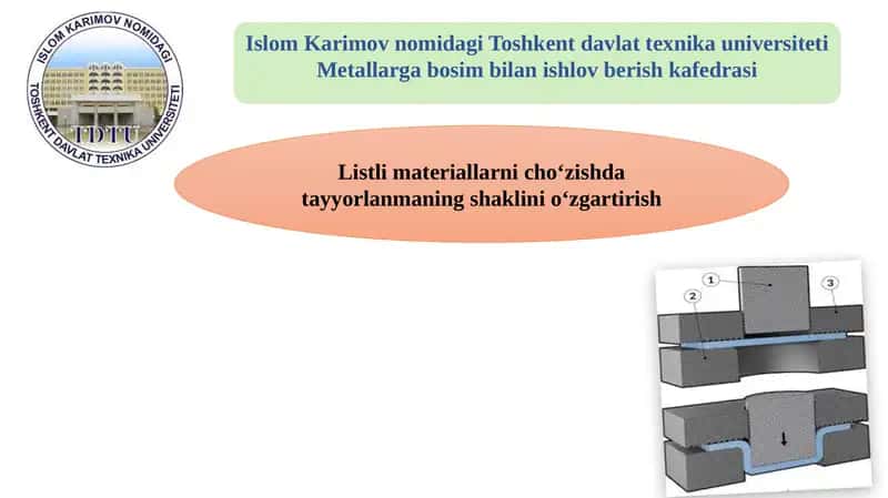 Listli materiallarni cho'zishda tayyorlanmaning shaklini o‘zgartirish