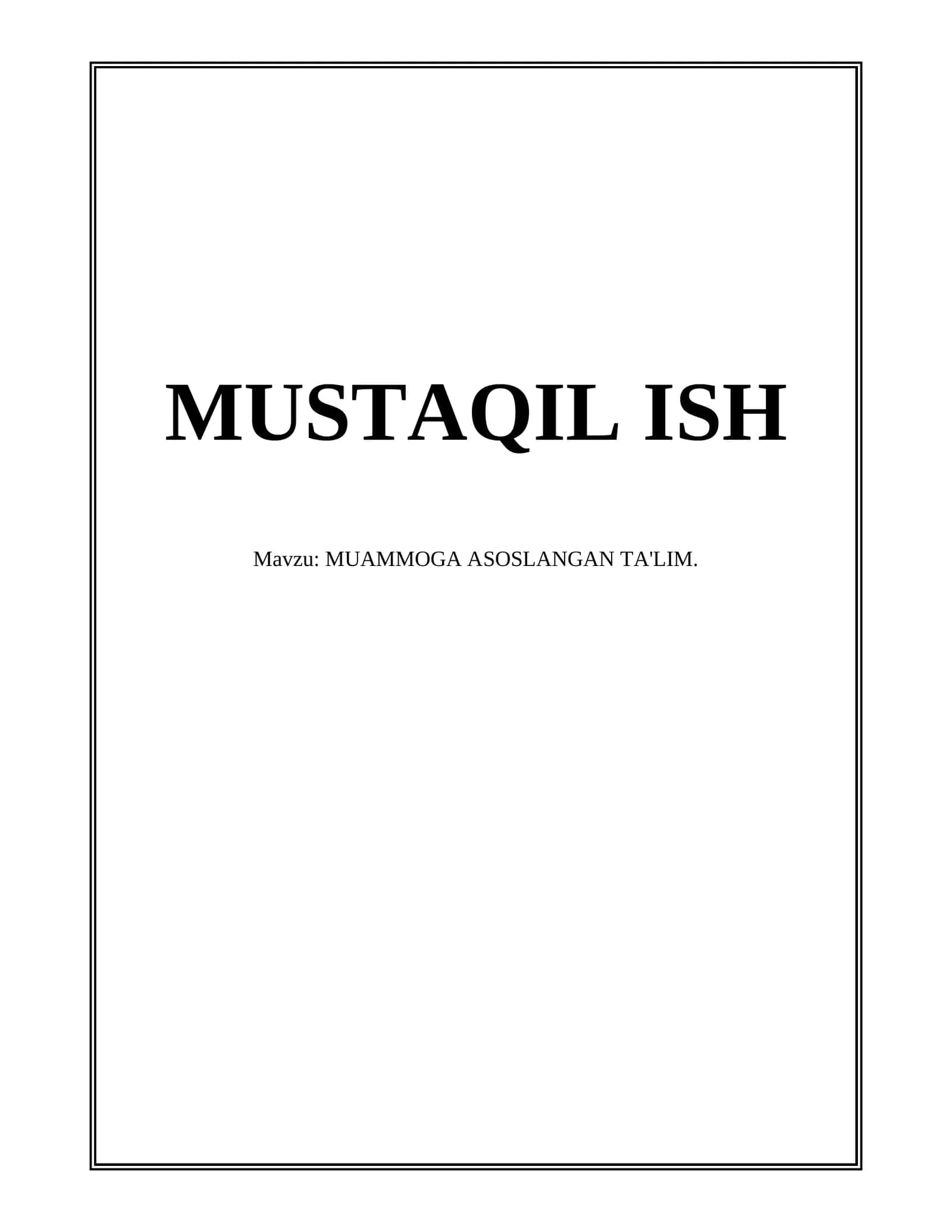 Muammoga asoslangan ta'lim