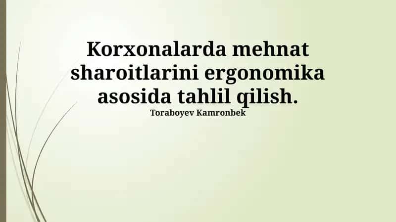 Kompyuter bilan ishlash ergonomikasi