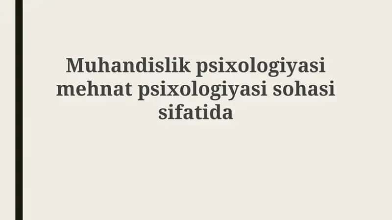 Muhandislik Psixologiyasi