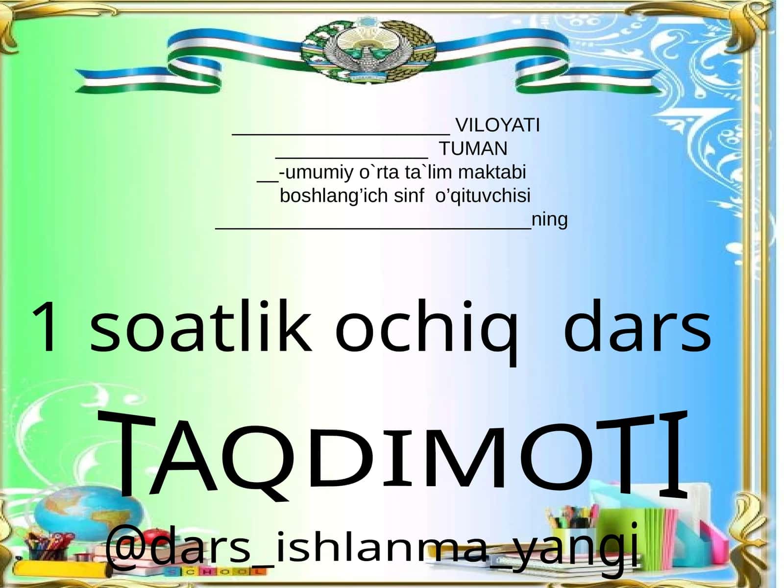 1 soatlik ochiq dars
