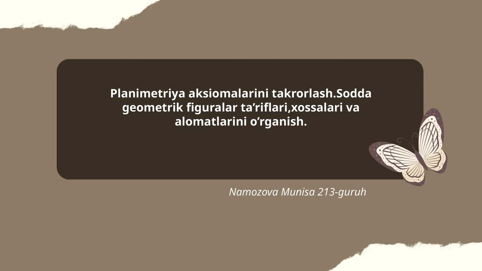 Planimetriya aksiomalarini takrorlash.Sodda geometrik figuralar ta’riflari,xossalari va alomatlarini o’rganish