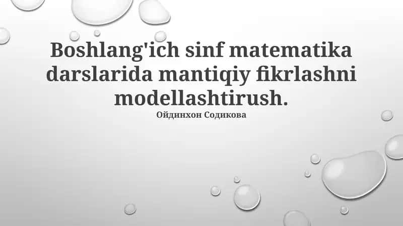 Boshlang'ich sinf matematika darslari