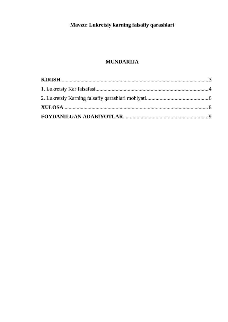 Lukretsiy karning falsafiy qarashlari