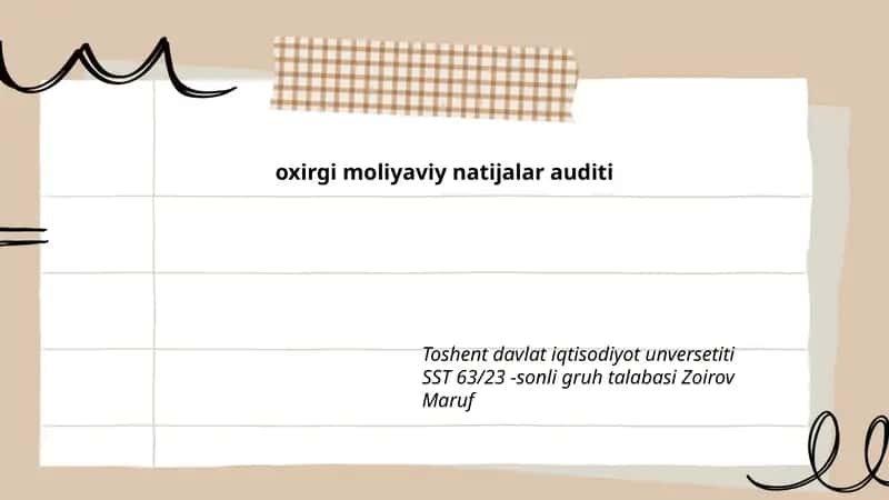 oxirgi moliyaviy natijalar auditi
