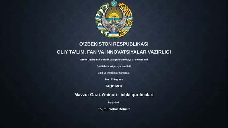 Gaz taʼminoti - ichki qurilmalari
