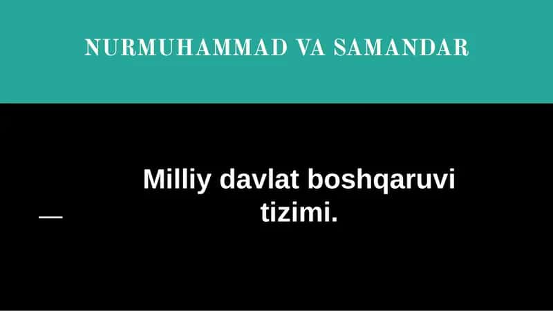 Milliy davlat boshqaruvi tizimi