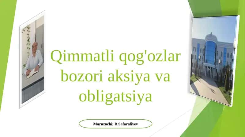 Qimmatli qog'ozlar bozori aksiya va obligatsiya
