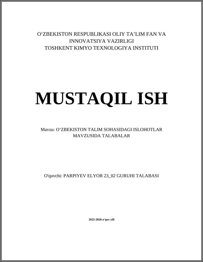 Oʻzbekiston Talim Sohasidagi Islotlar Mavzusida Talabalar