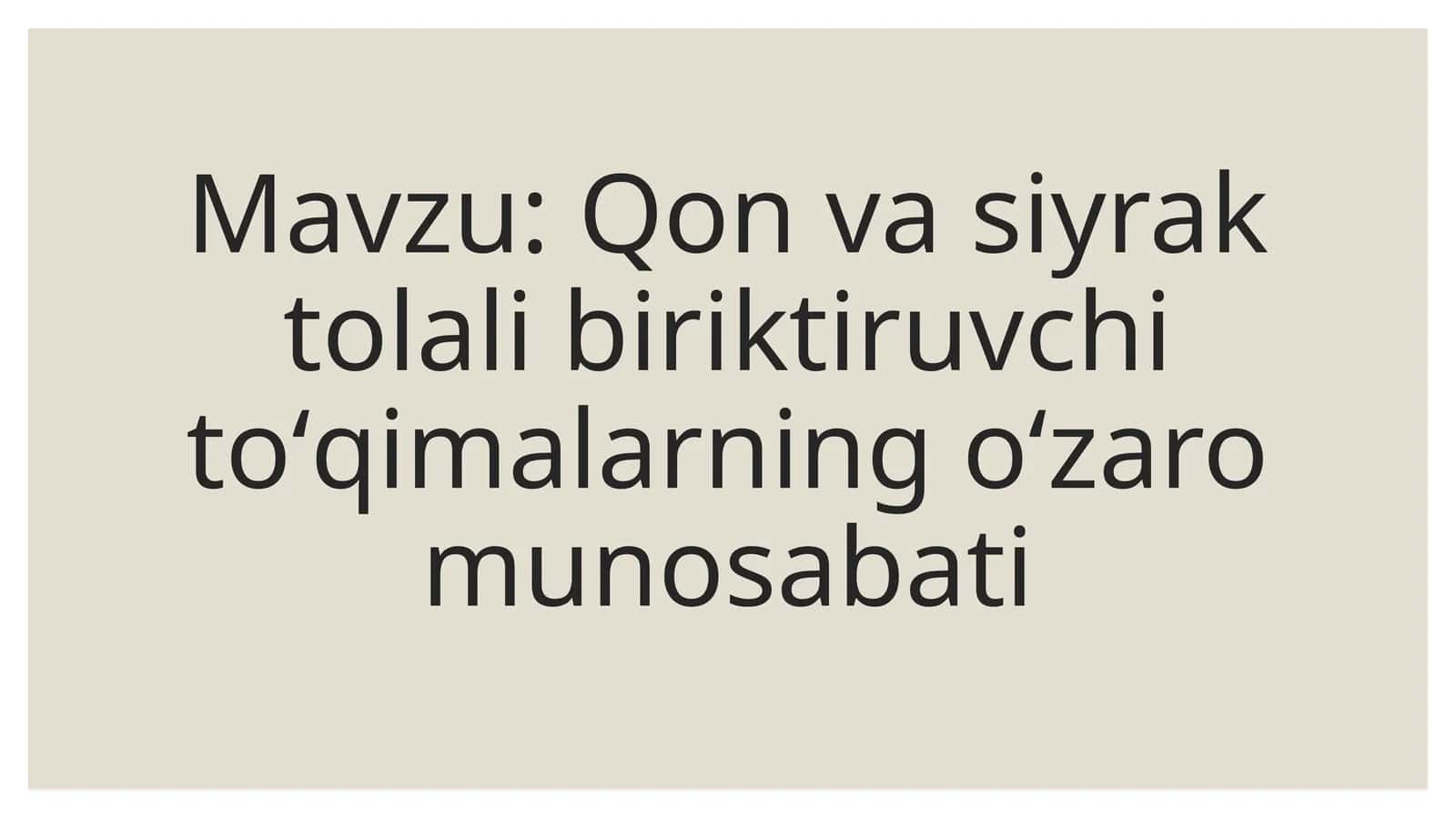 Qon va siyrak tolali biriktiruvchi toʻqimalarning oʻzaro munosabati