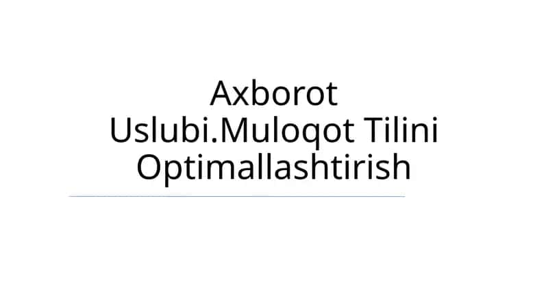 Muloqot Tilini Optimallashtirish