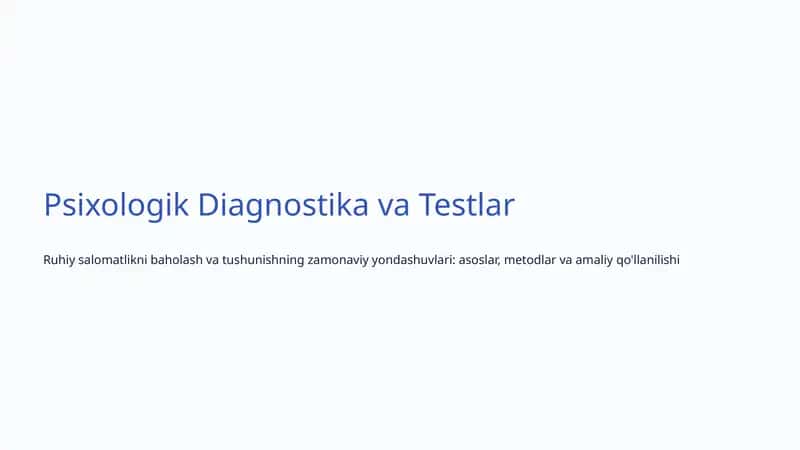Psixologik Diagnostika va Testlar