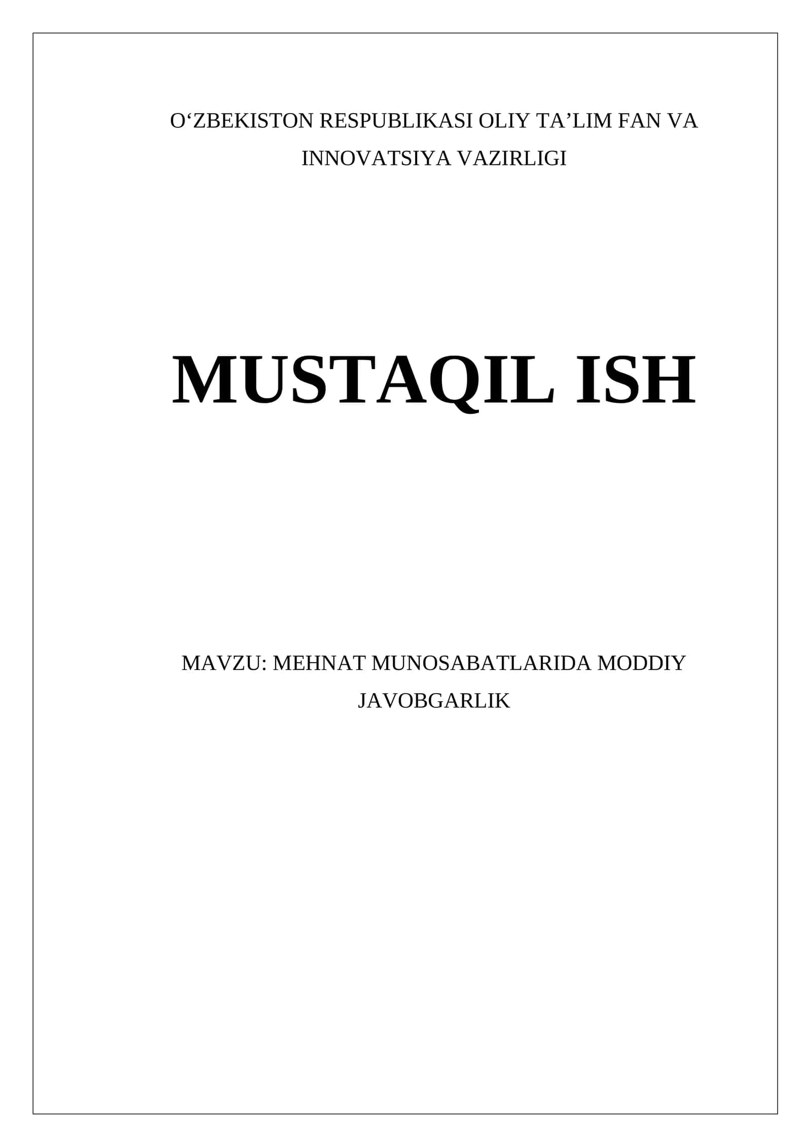 Moddiy Javobgarlik Tushunchasi va Asoslari
