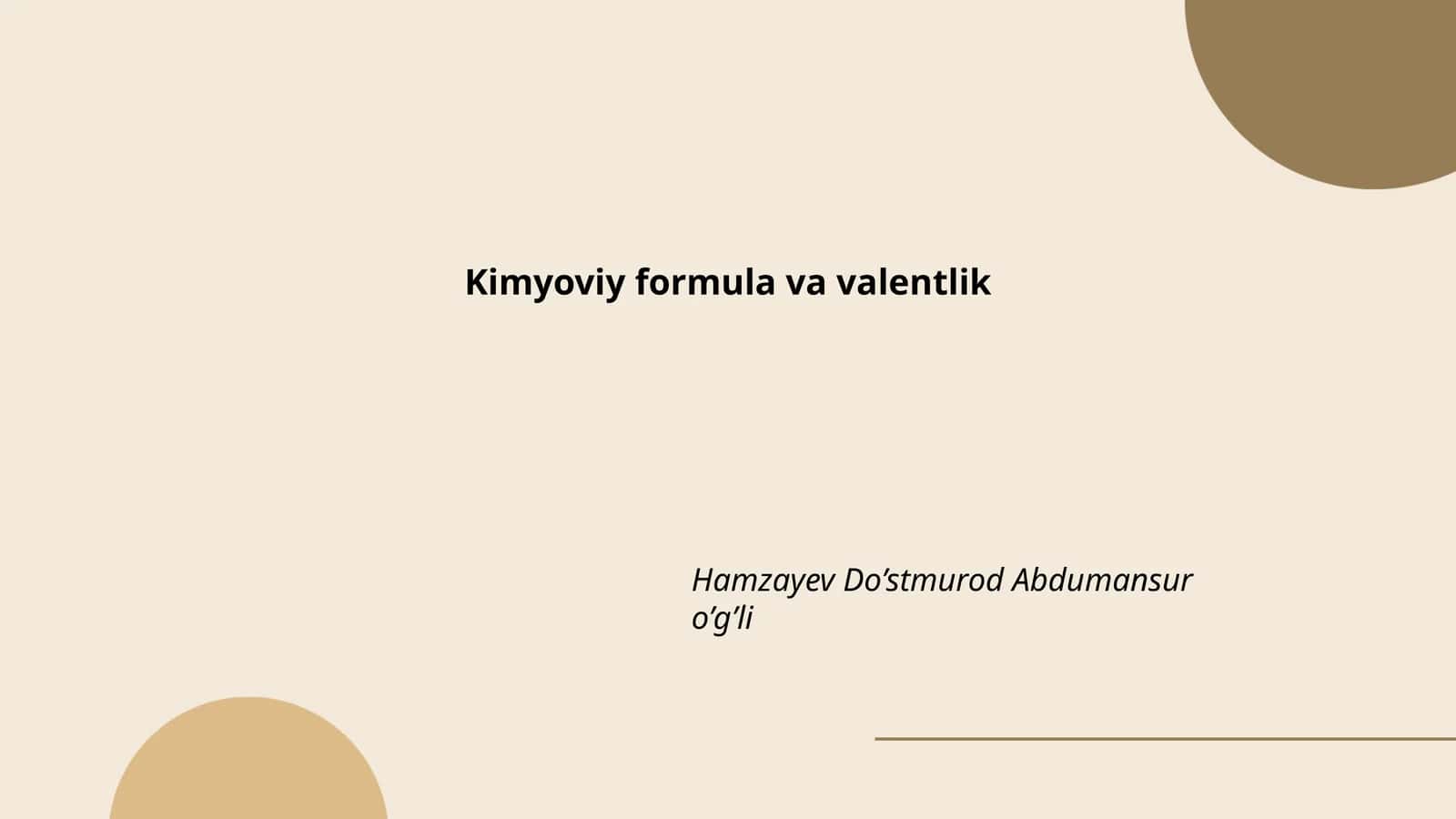 Kimyoviy formula va valentlik