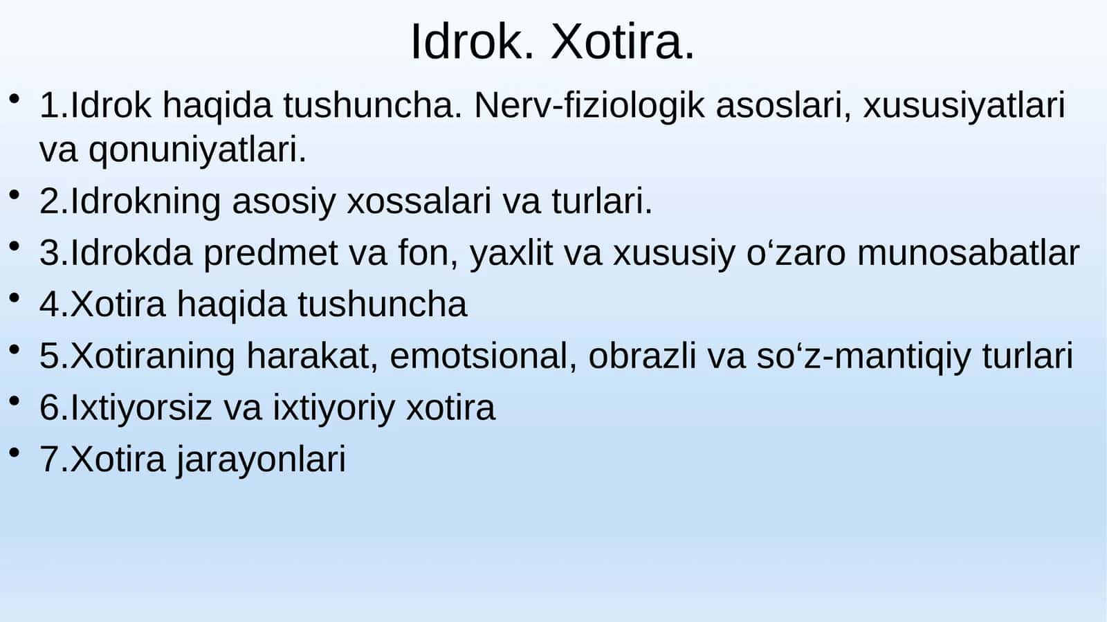 Idrok va xotira