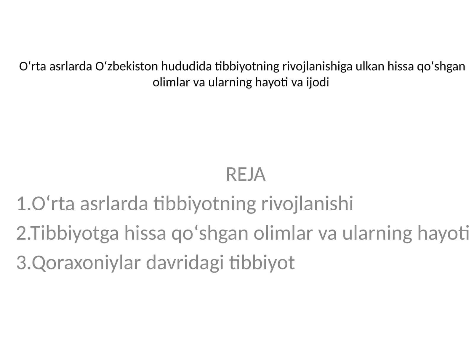 Tibbiyotning Rivojlanishi