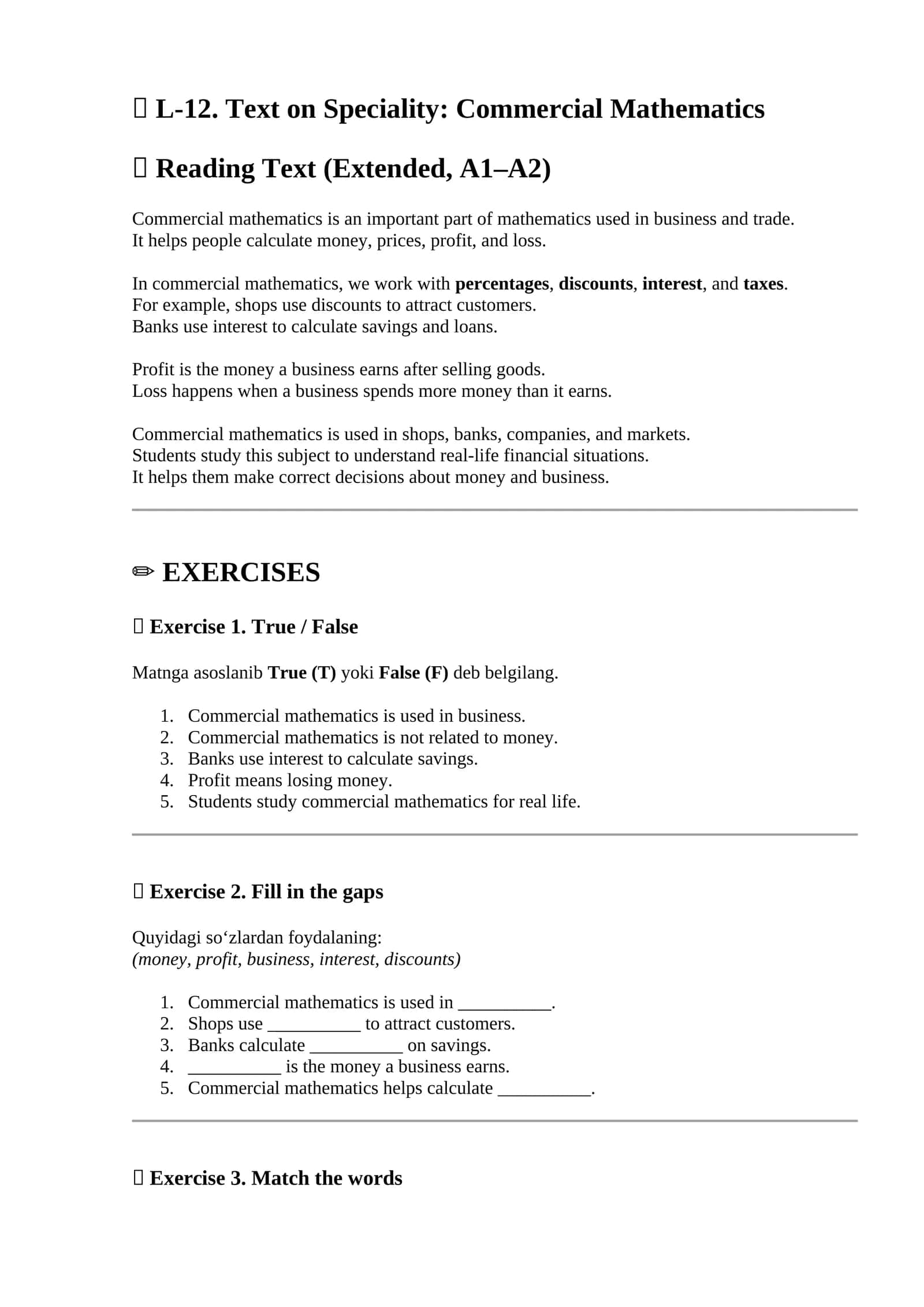 Commercial Mathematics