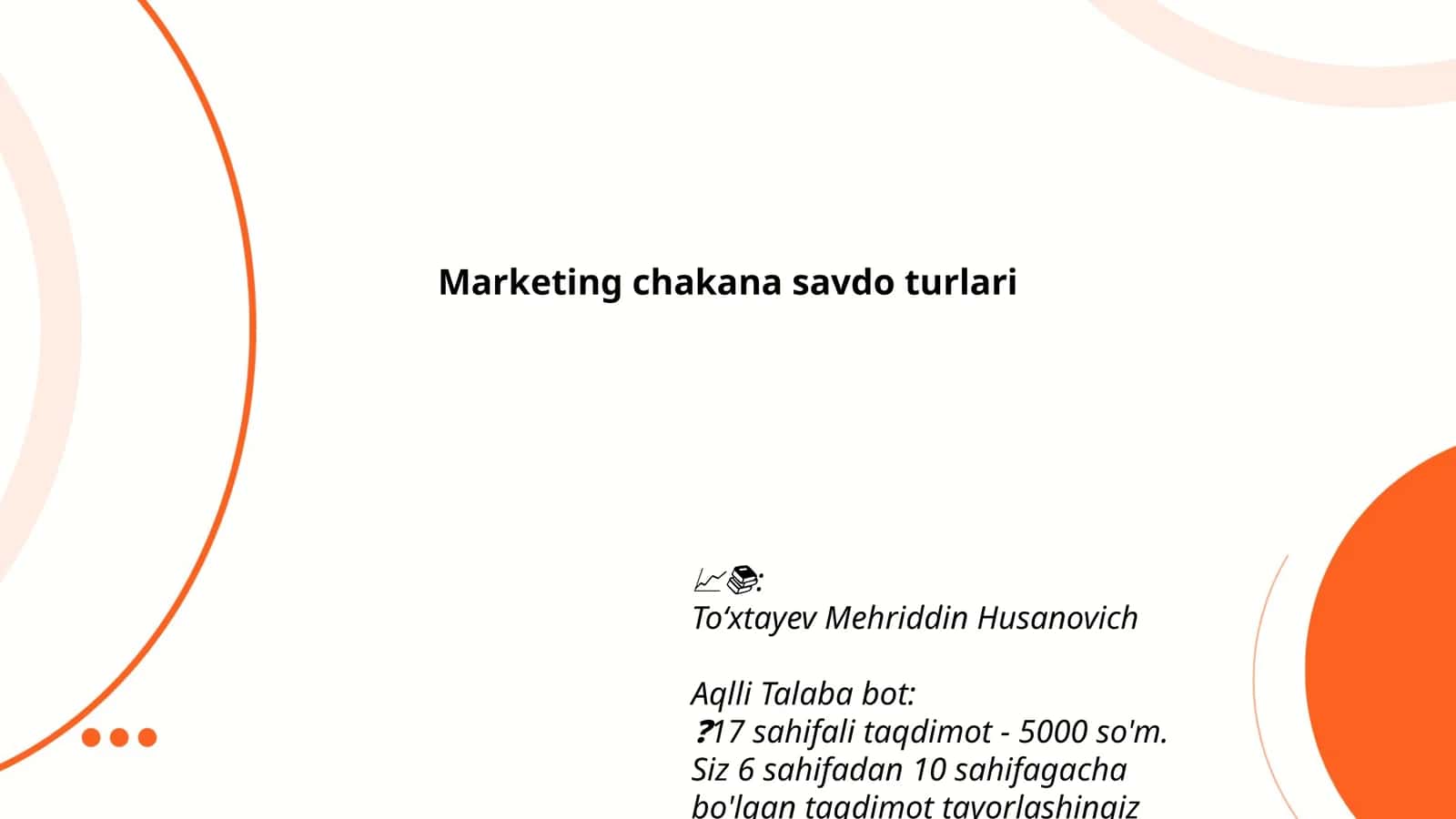 Marketing chakana savdo turlari